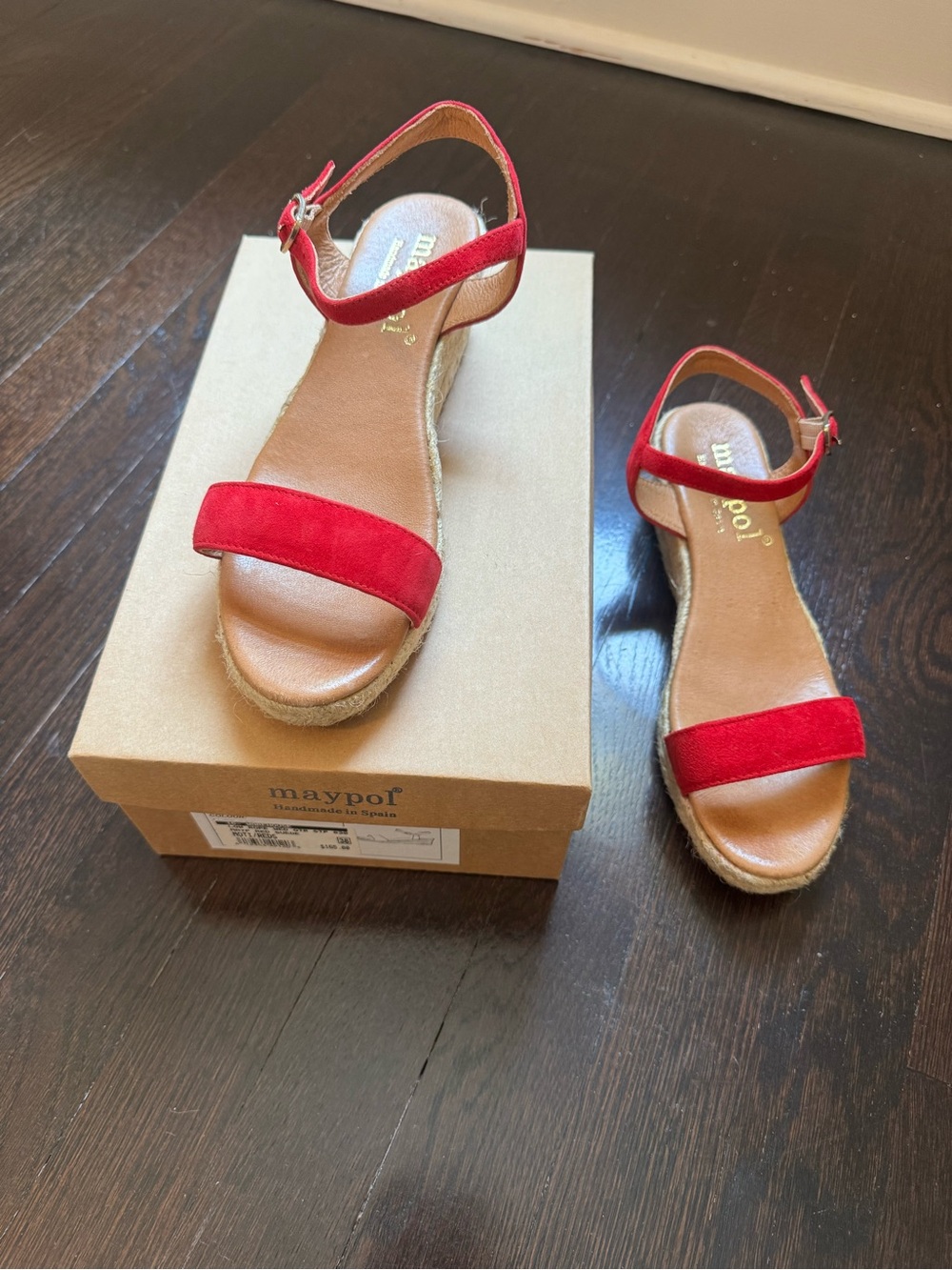 Maypol Red Suede Espadrille Sandals for Women